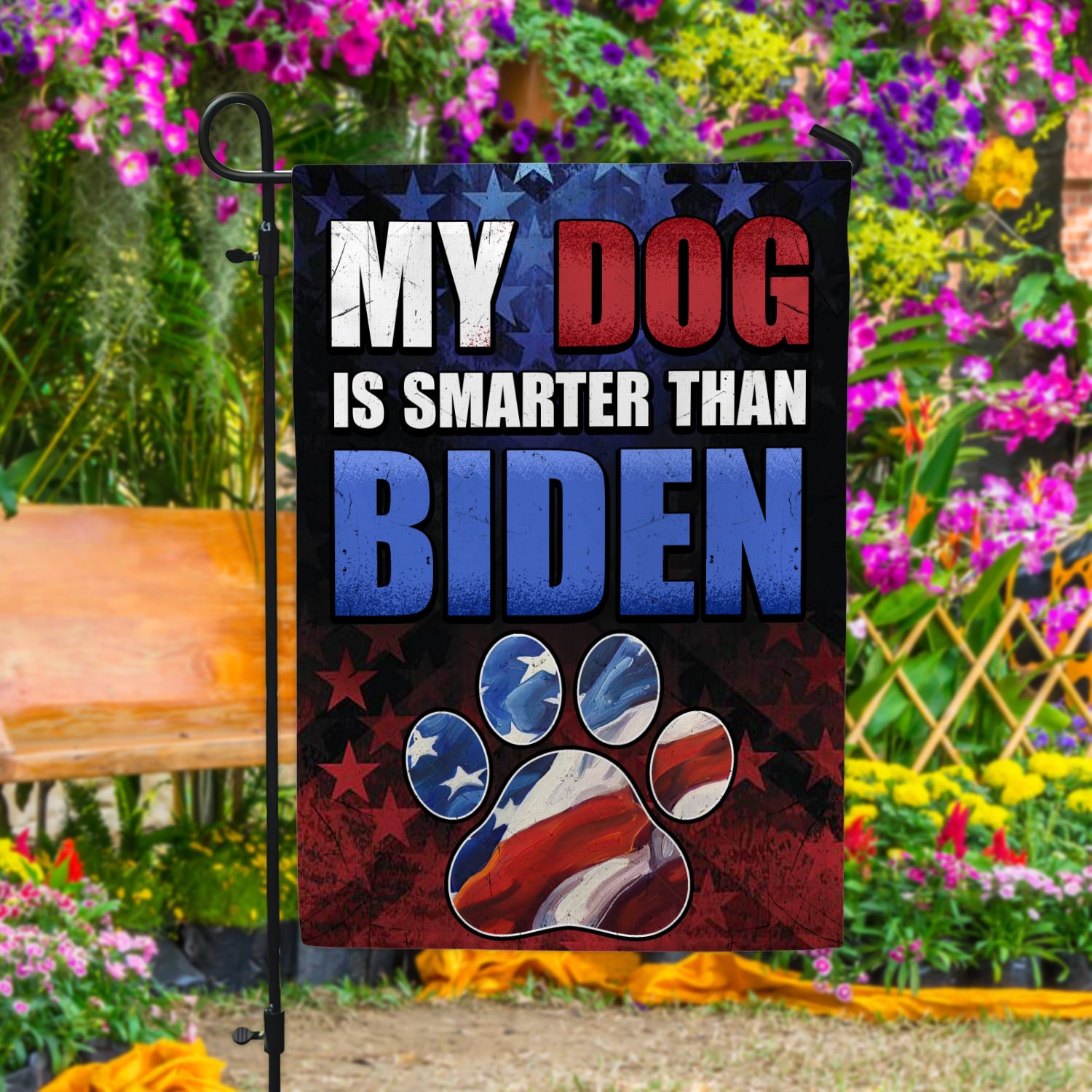 3KT. MY Dog Is Smarter Than Biden-30x40 Garden Flag Mockup 4