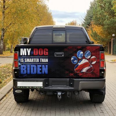 Alternative view of Even My Dog Is Smarter Than Biden Truck Tailgate Decal Sticker Wrap - Anti Biden Chant Biden Sucks Vinyl Graphic Decal Bumper Sticker