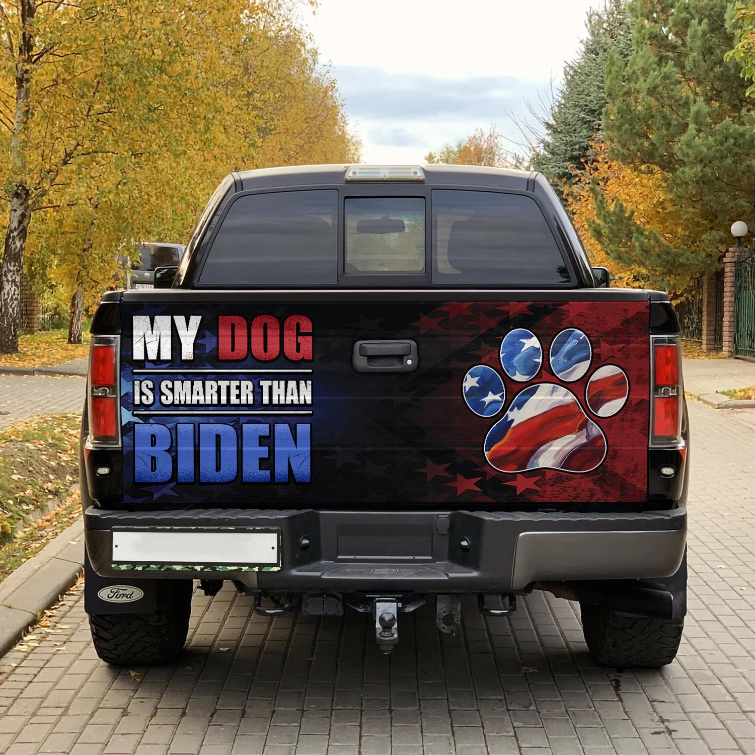 3KT. MY Dog Is Smarter Than Biden Tailgate Wrap Mockup 1
