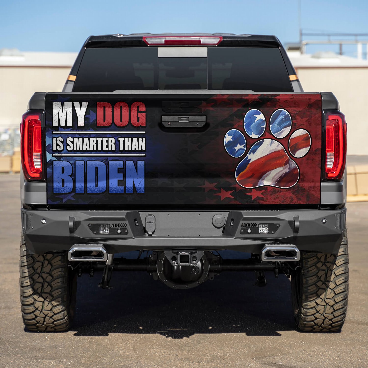 3KT. MY Dog Is Smarter Than Biden Tailgate Wrap Mockup 5