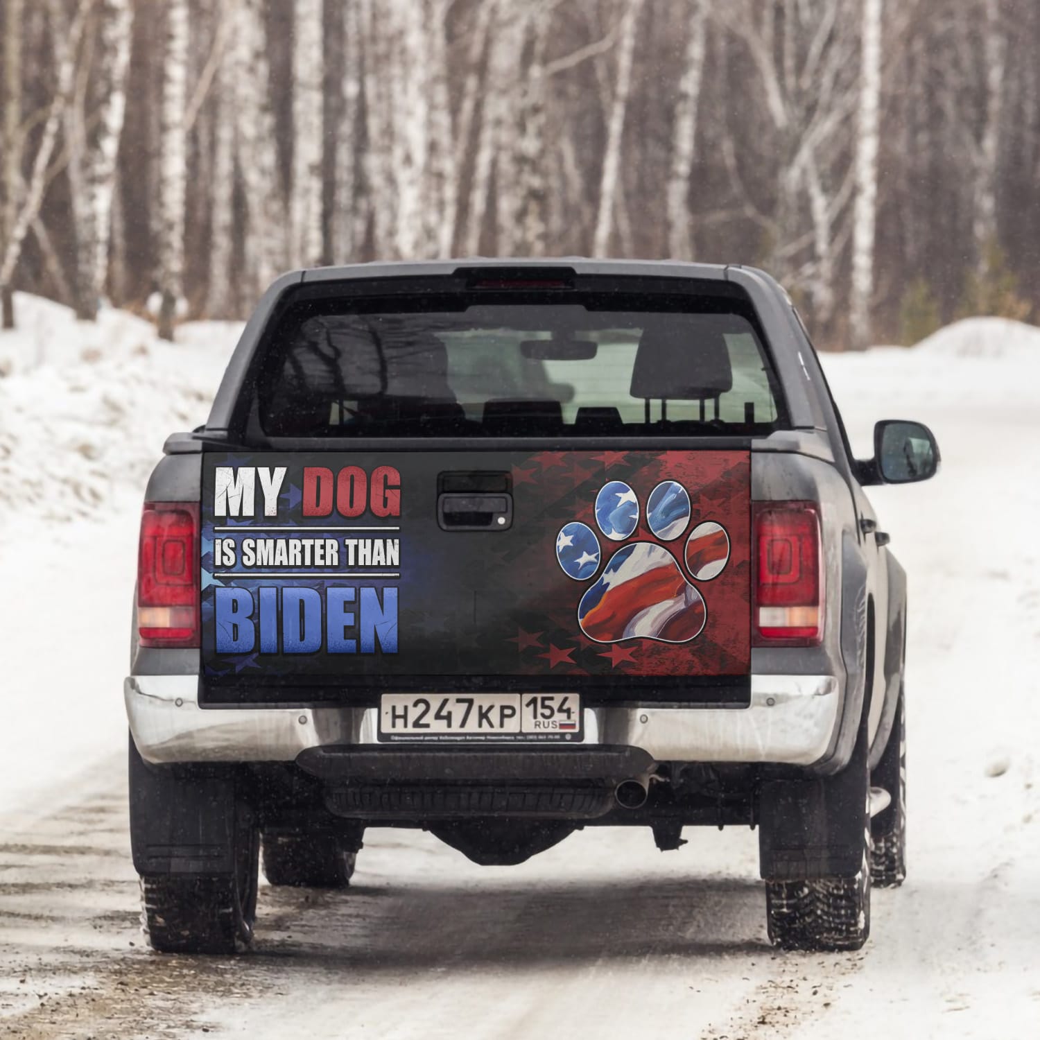 3KT. MY Dog Is Smarter Than Biden Tailgate Wrap Mockup 6