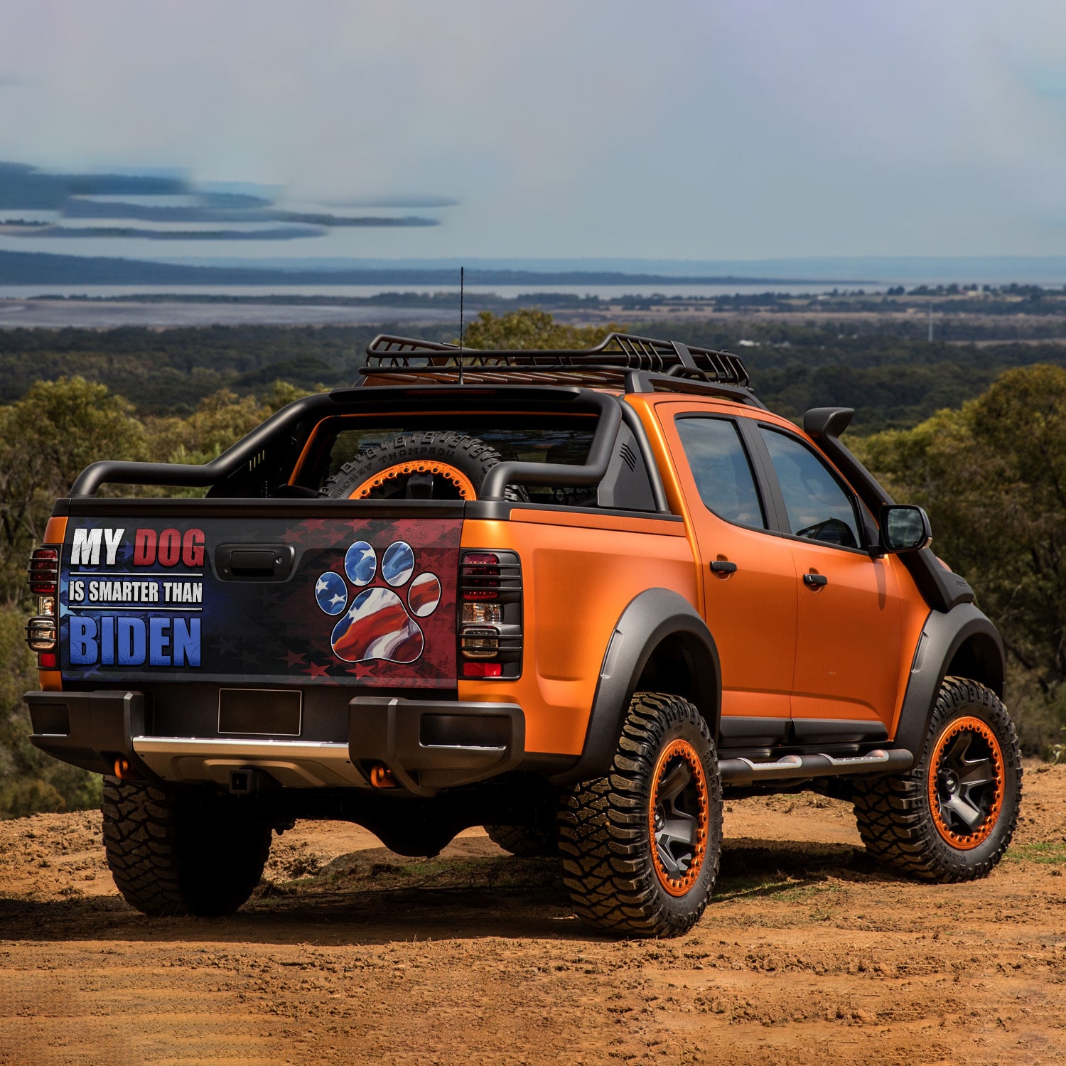 3KT. MY Dog Is Smarter Than Biden Tailgate Wrap Mockup 7