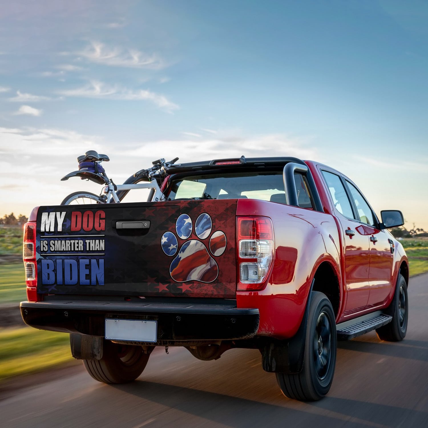 3KT. MY Dog Is Smarter Than Biden Tailgate Wrap Mockup 9