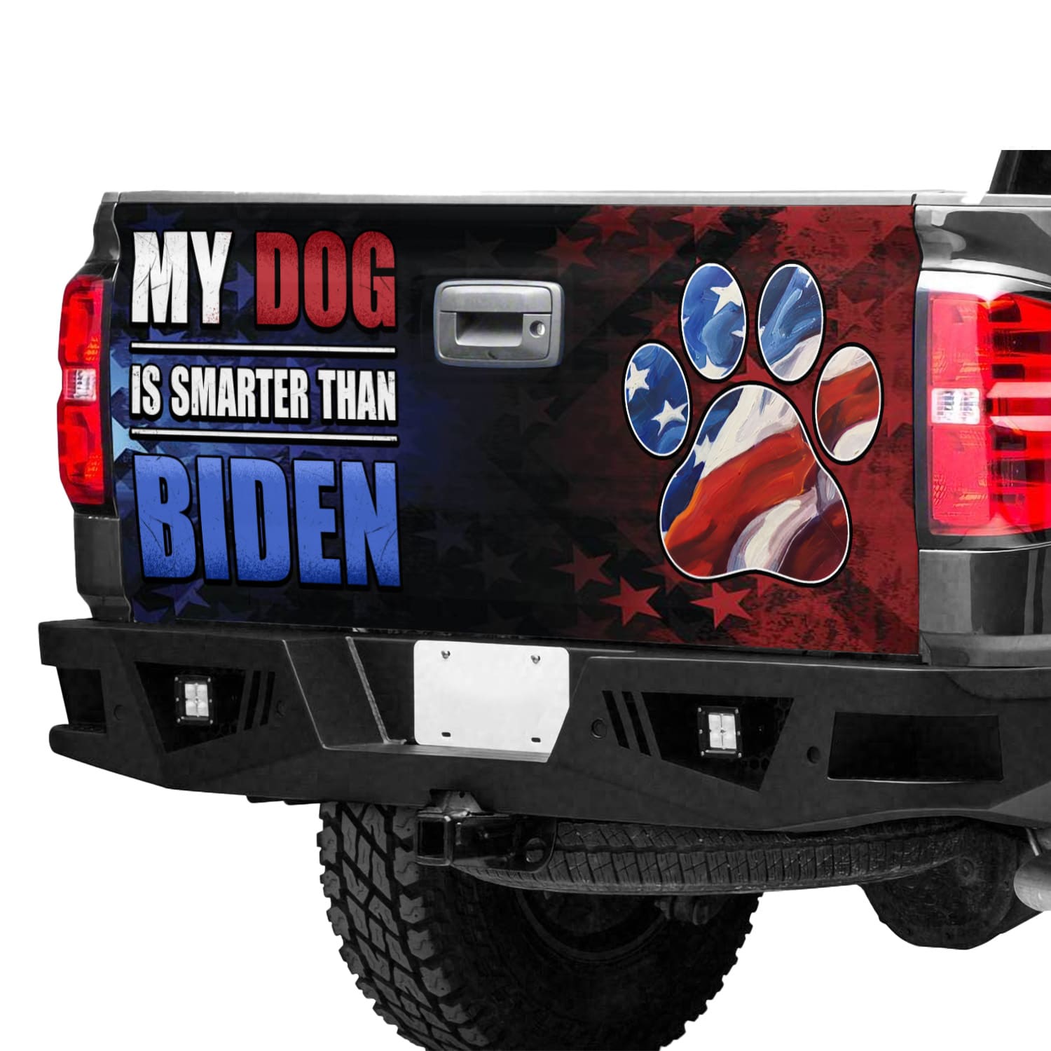 3KT. MY Dog Is Smarter Than Biden Tailgate Wrap Mockup 12