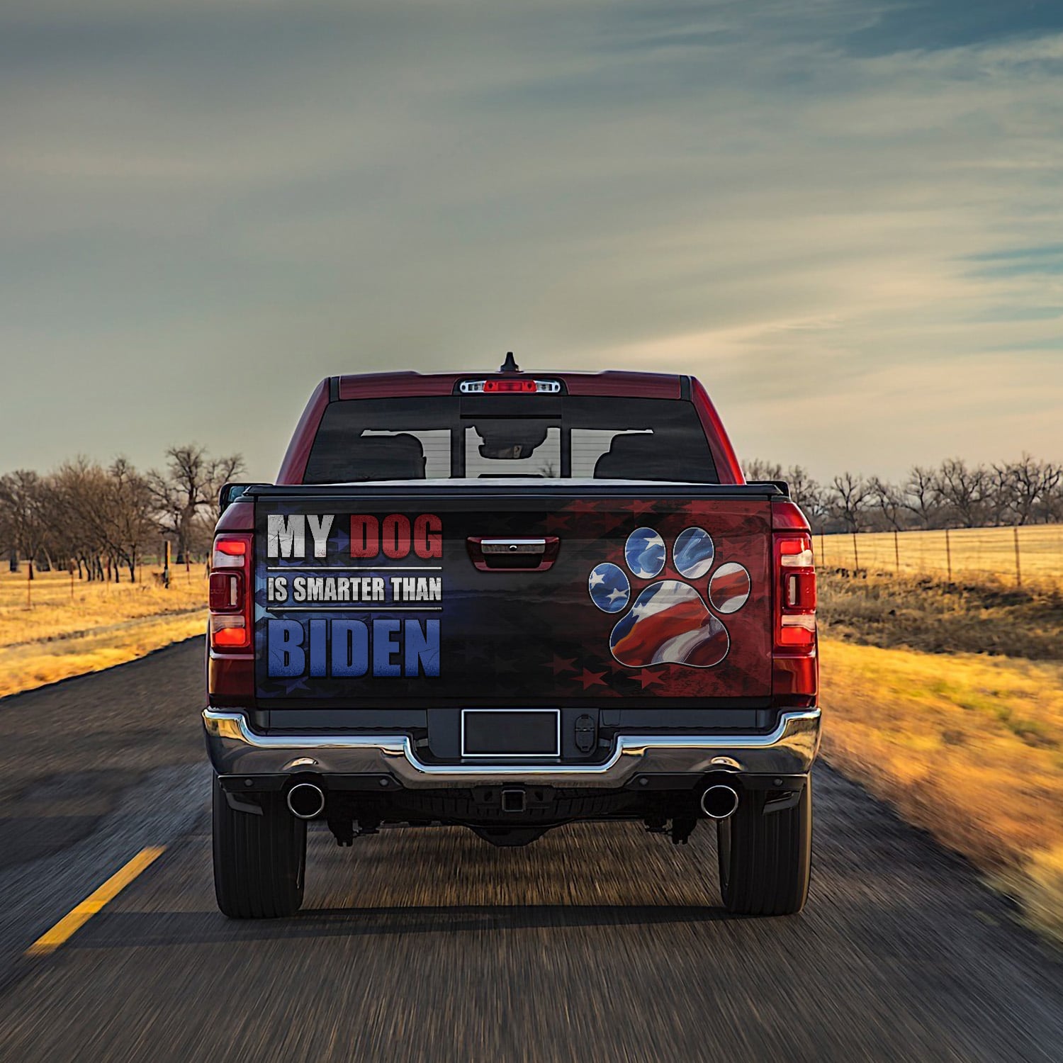 3KT. MY Dog Is Smarter Than Biden Tailgate Wrap Mockup 13