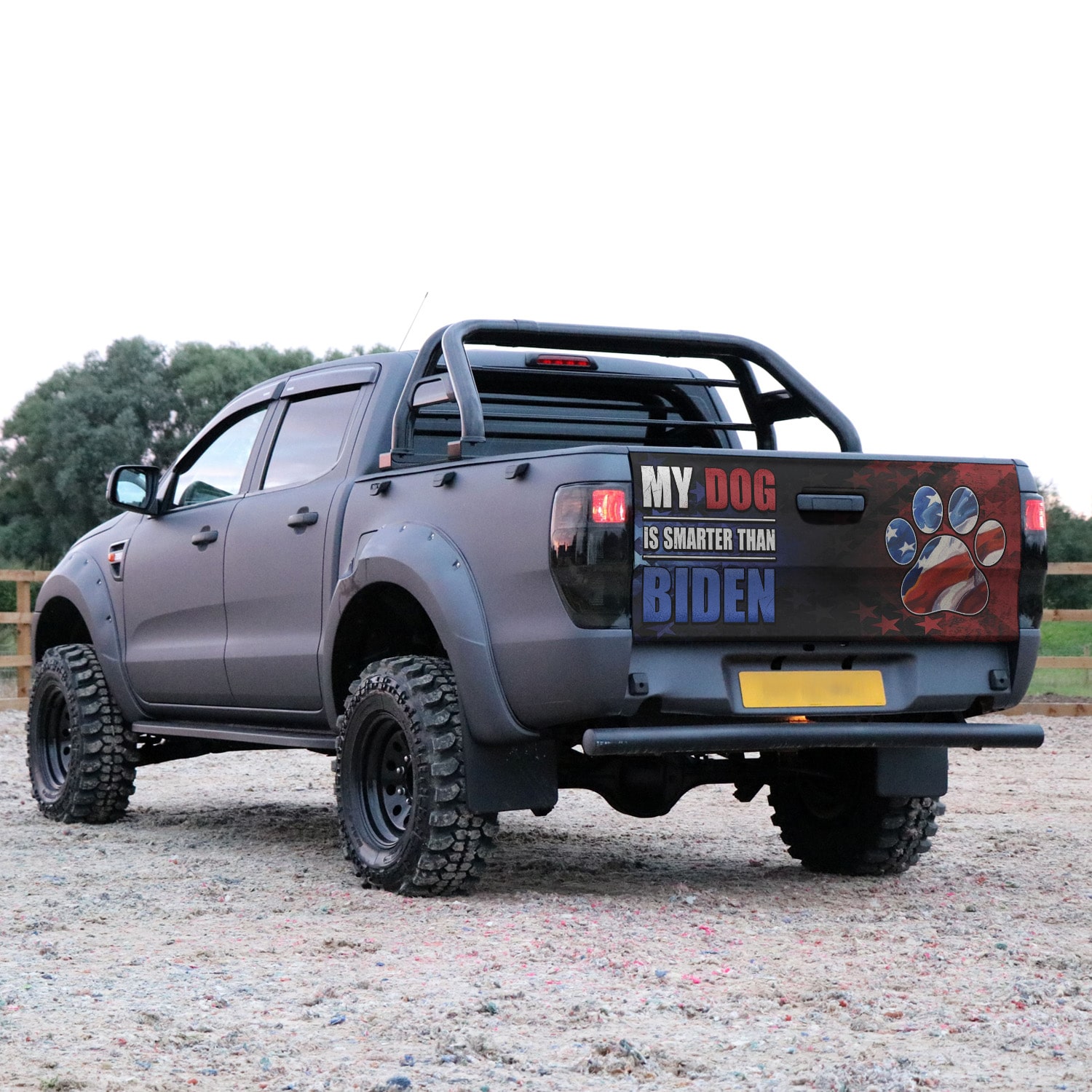 3KT. MY Dog Is Smarter Than Biden Tailgate Wrap Mockup 15