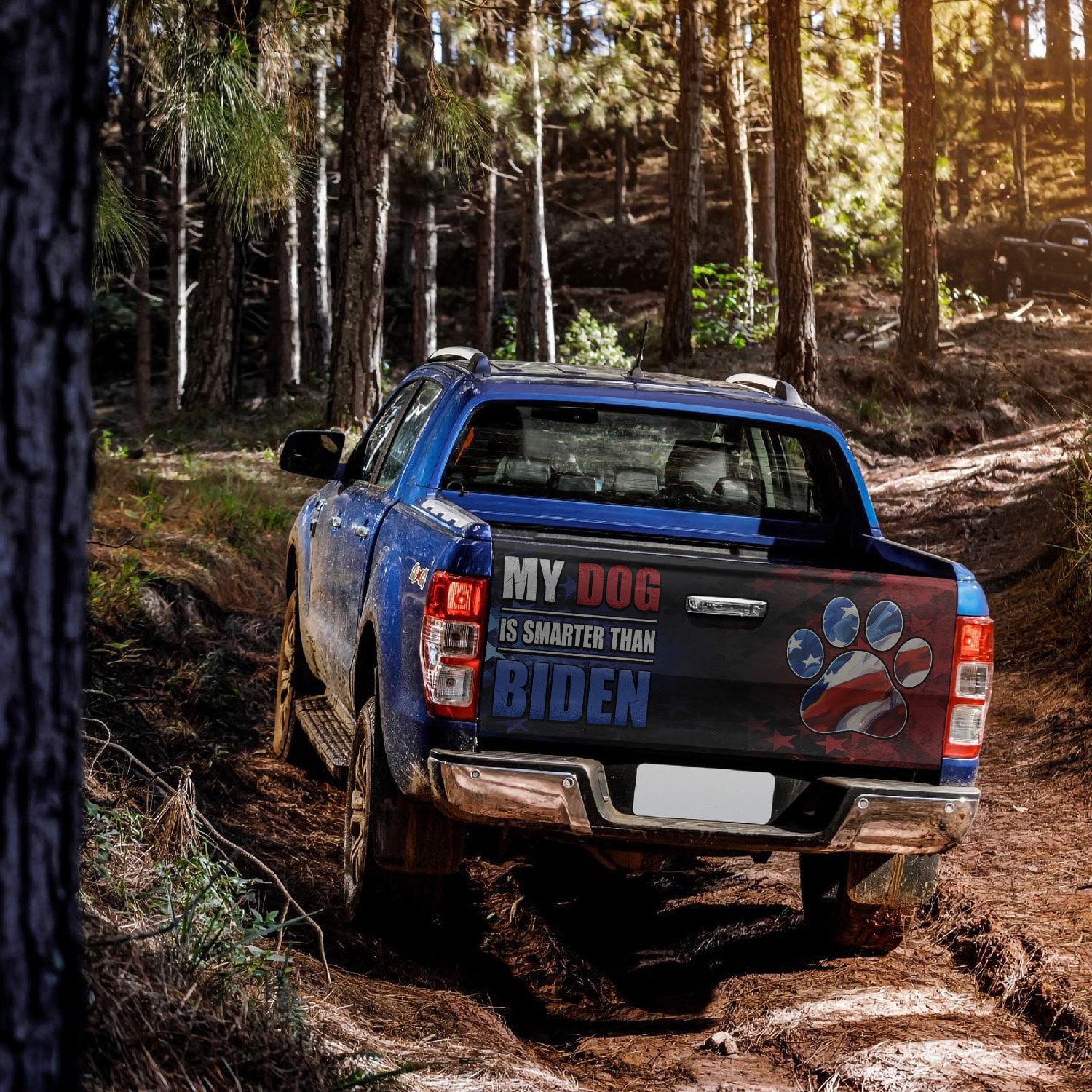 3KT. MY Dog Is Smarter Than Biden Tailgate Wrap Mockup 16