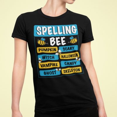 Alternative view of Spelling Bee Pun Halloween Funny Costume for Teachers T-Shirt - V-Neck Shirt.