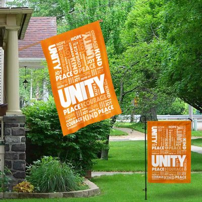 Alternative view of Unity Hope Courage Joy Kindness Peace Faith Decorative Garden Flag - House Flag - Unity Day Wall Flag