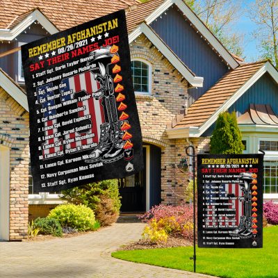 Alternative view of Remember Afghanistan Say Their Names Joe Outdoor House Flag - 13 Fallen Soldiers Memorial Home Garden Flag