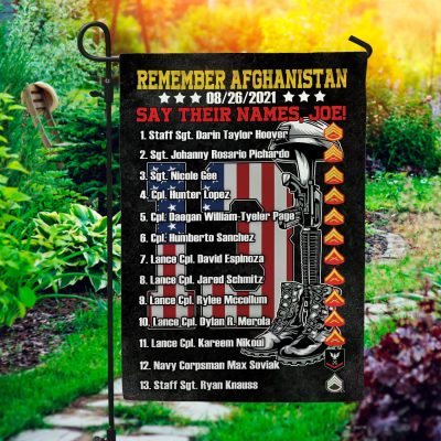 Remember Afghanistan Say Their Names Joe Outdoor House Flag - 13 Fallen Soldiers Memorial Home Garden Flag