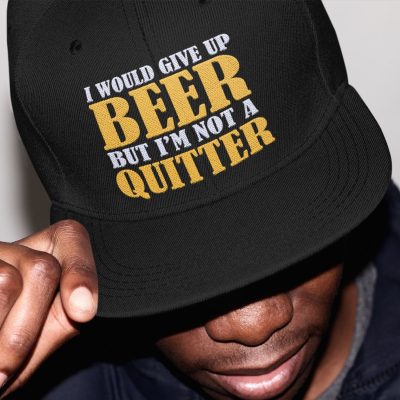 Alternative view of I Would Give Up Beer But I'm Not A Quitter Funny Beer Twill Cap - High-Profile Snapback Hat - Beer Lover Hat