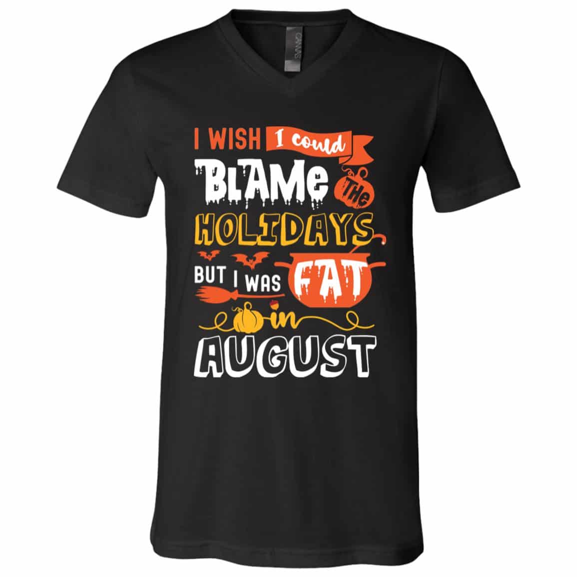 5Th. Blame The Holidays, Black, V-Neck T-Shirt