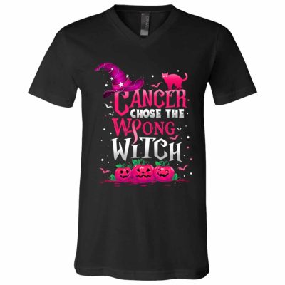 cancer t, Black, V-Neck T-Shirt