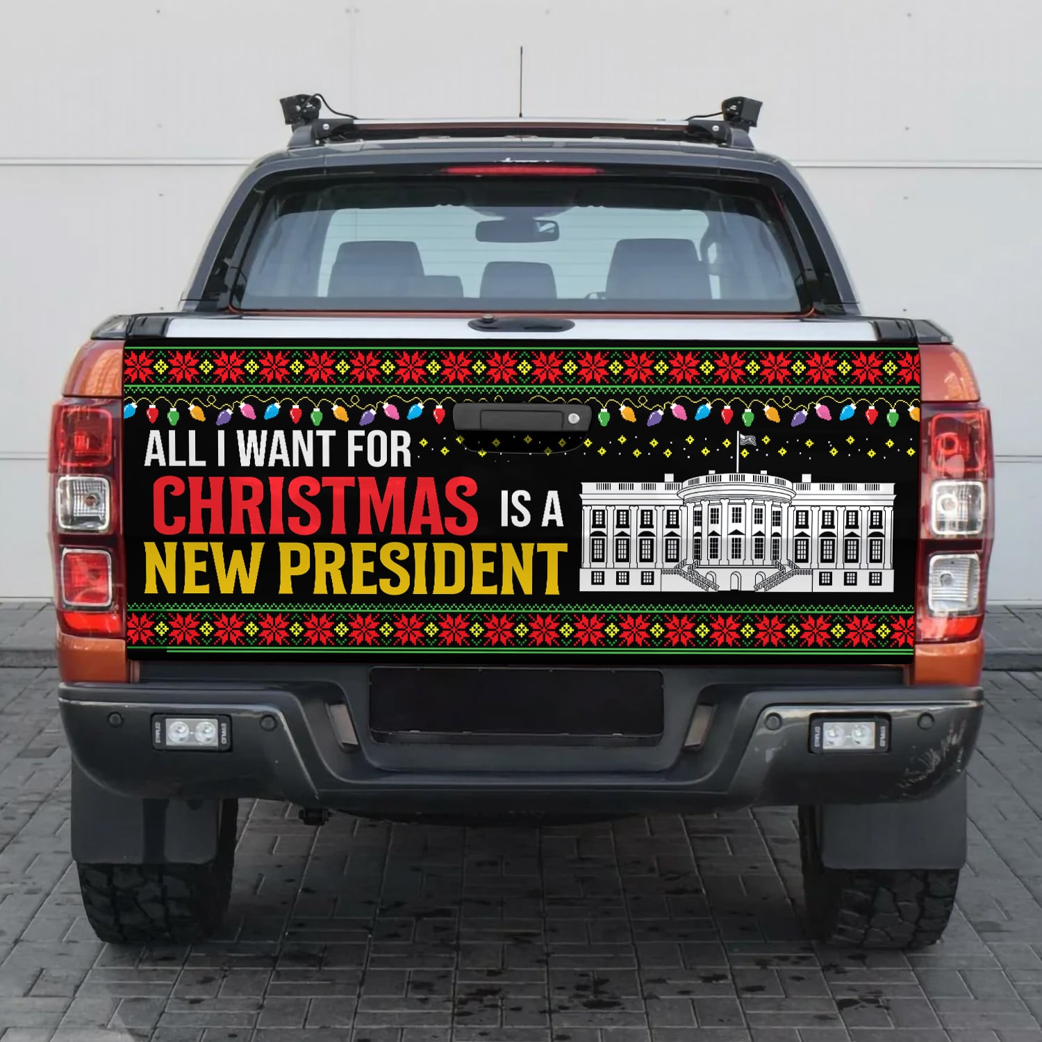 1Th. Christmas New President Tailgate Wrap (2) Tailgate Wrap Mockup 2