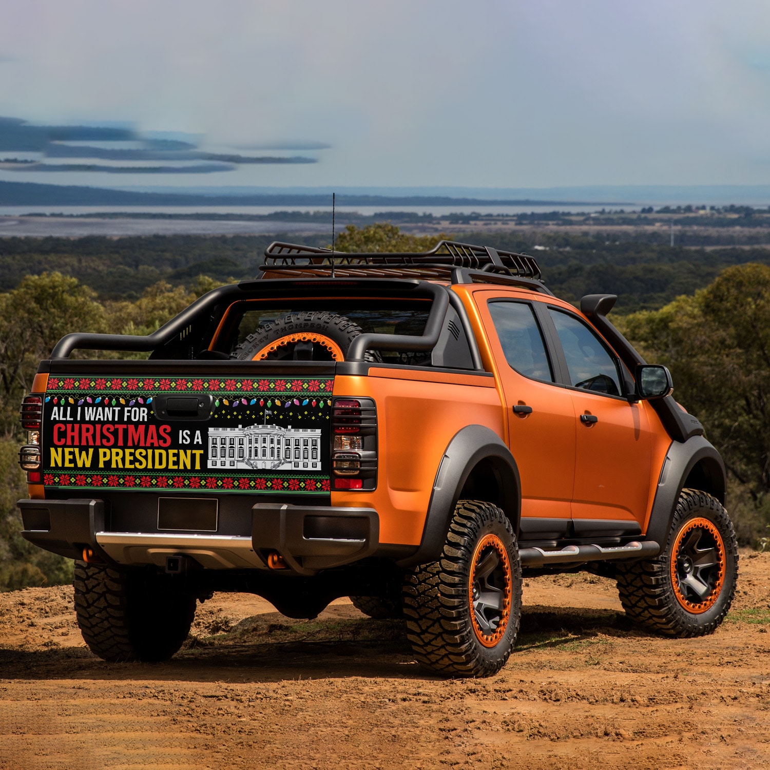 1Th. Christmas New President Tailgate Wrap (2) Tailgate Wrap Mockup 7