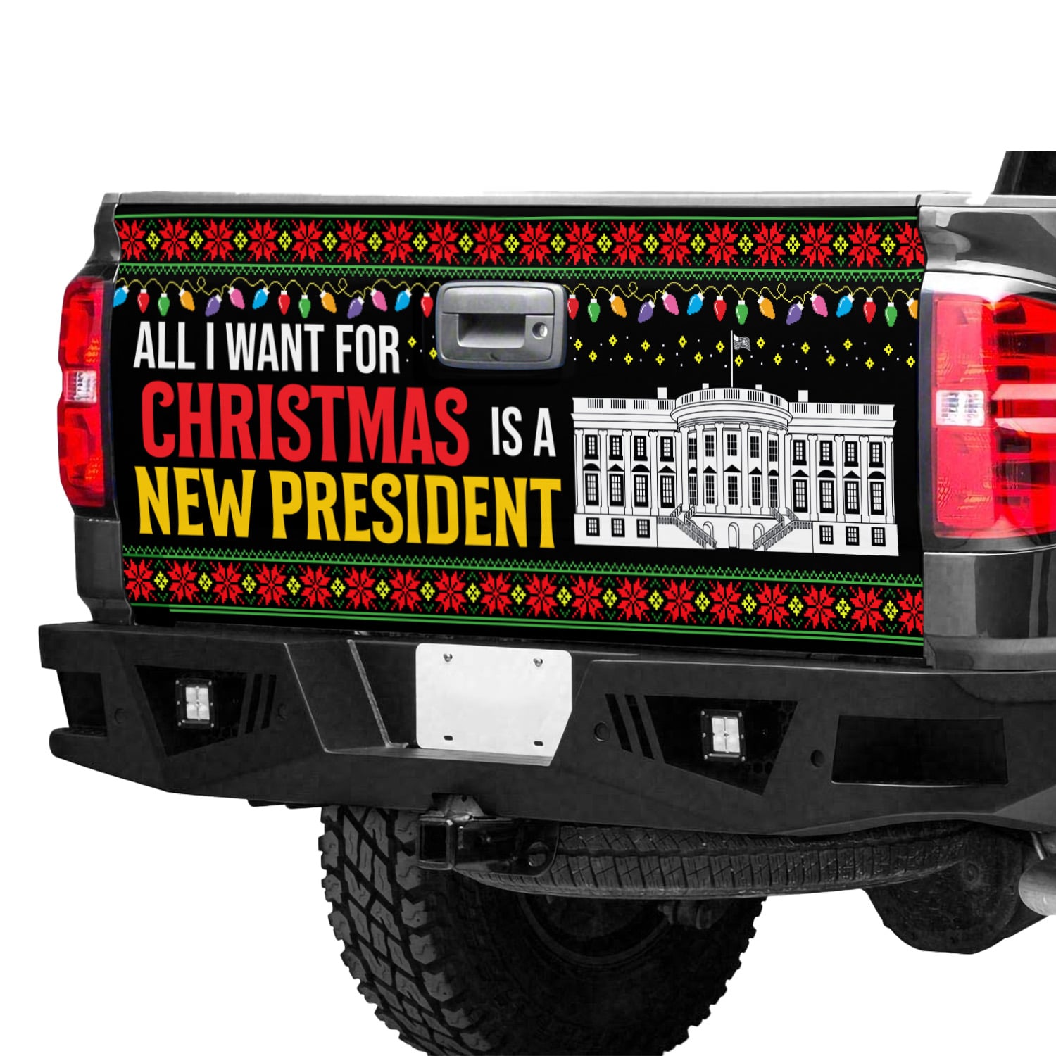 1Th. Christmas New President Tailgate Wrap (2) Tailgate Wrap Mockup 12