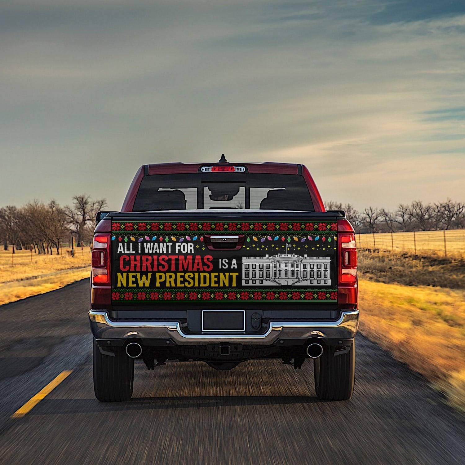 1Th. Christmas New President Tailgate Wrap (2) Tailgate Wrap Mockup 13