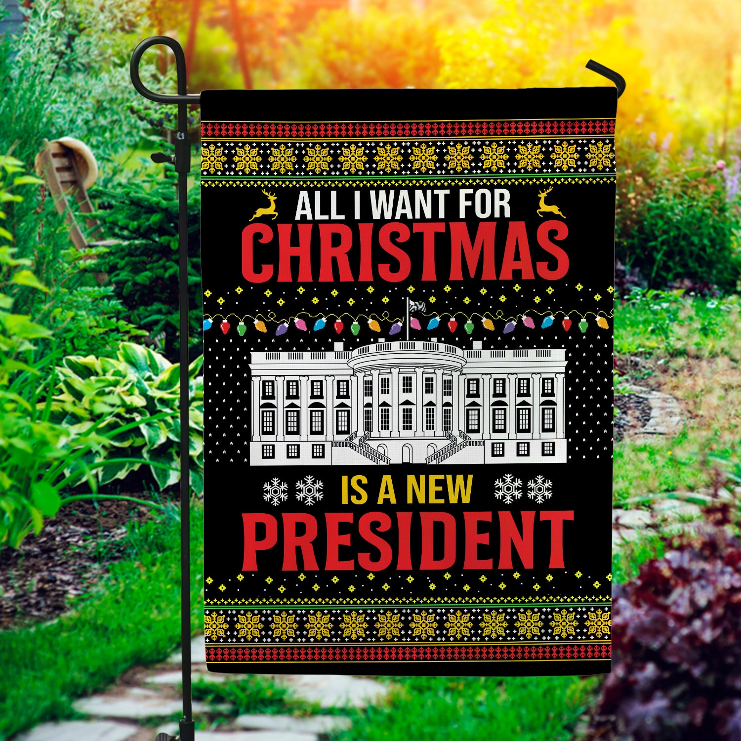 1Th. Christmas New President Garden Flag Mockup 1