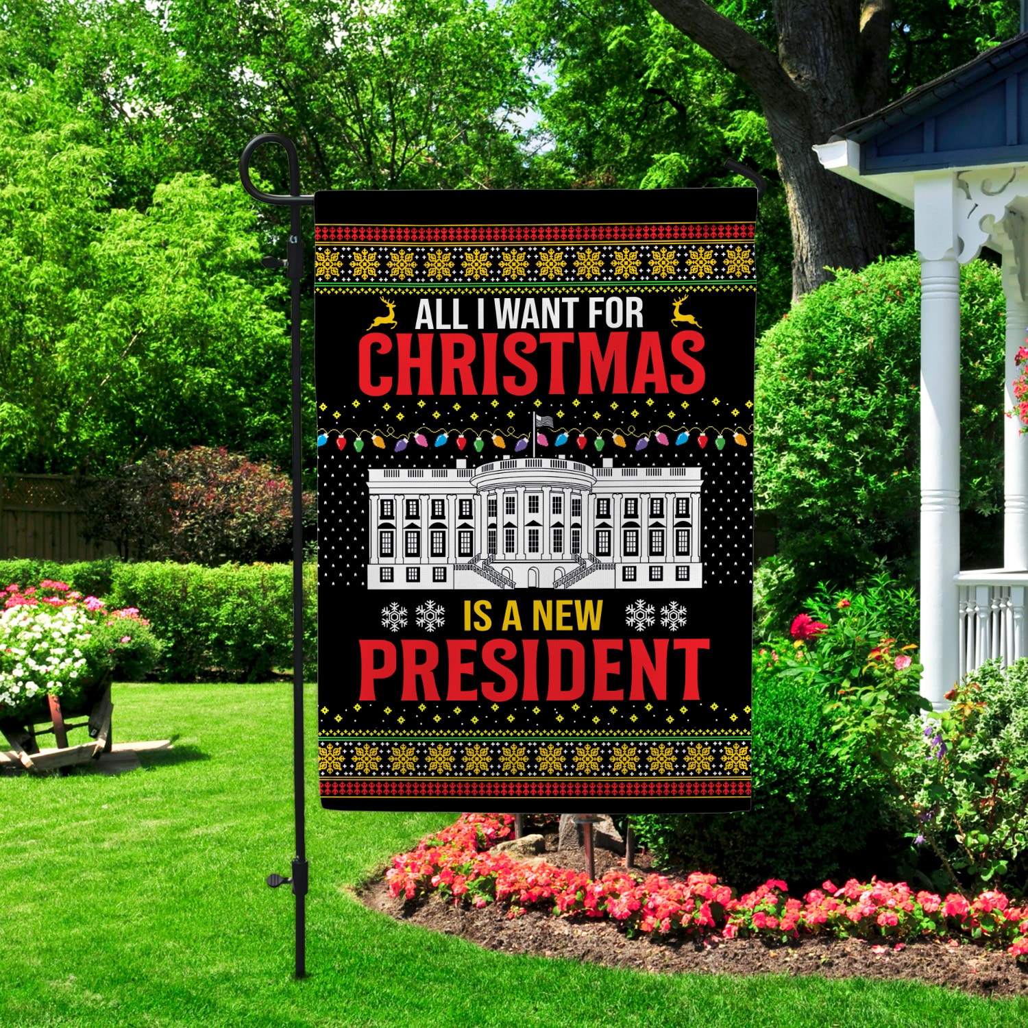 1Th. Christmas New President Garden Flag Mockup 2