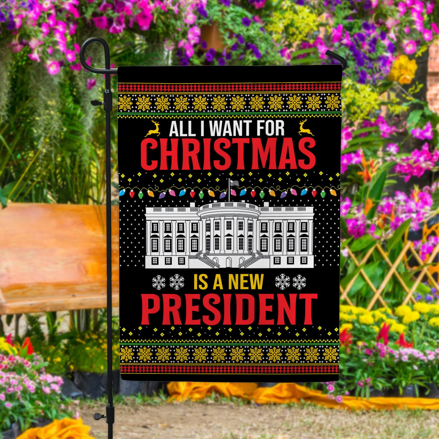 1Th. Christmas New President Garden Flag Mockup 4