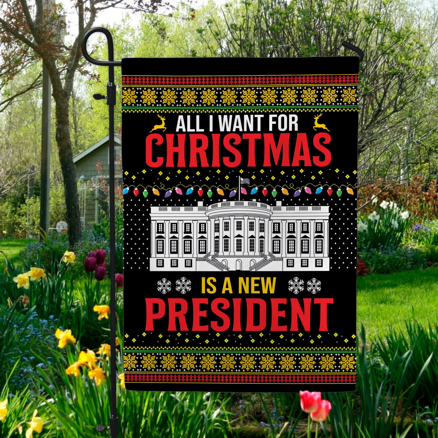 1Th. Christmas New President Garden Flag Mockup 5
