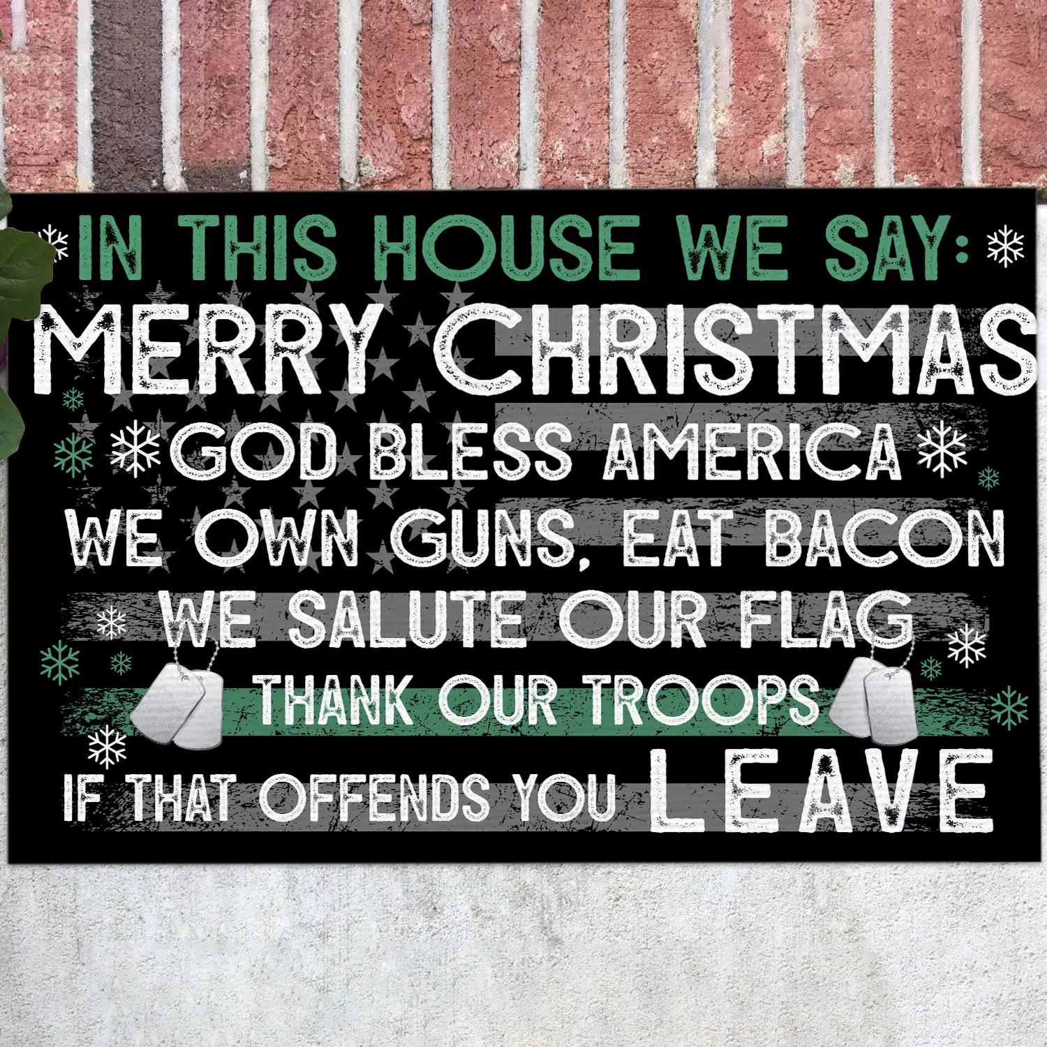1VT. In This House We Say Merry Christmas Doormat mockup 12