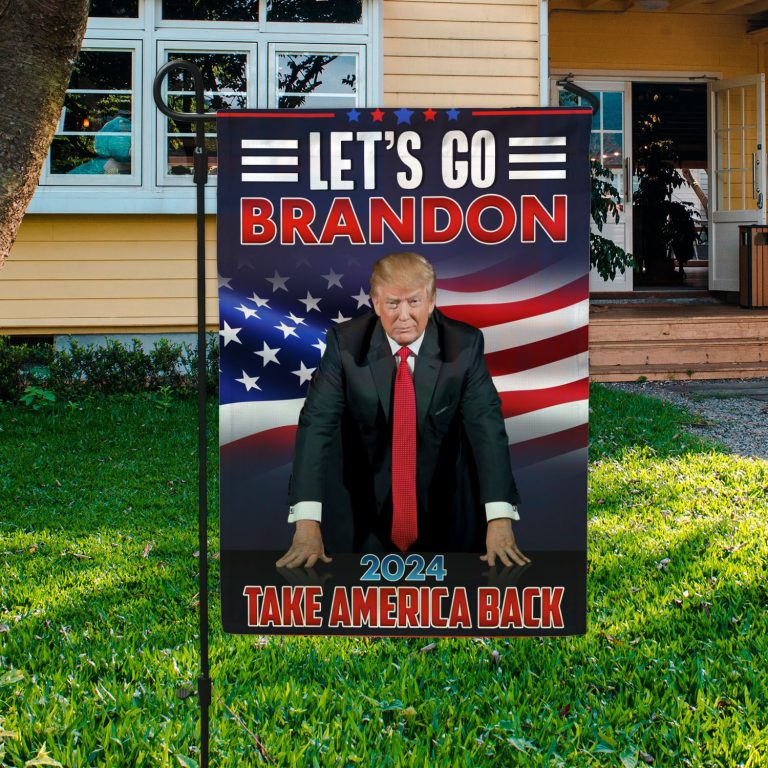 7vt. Let's Go Brandon Take America Back Garden Flag Mockup 3