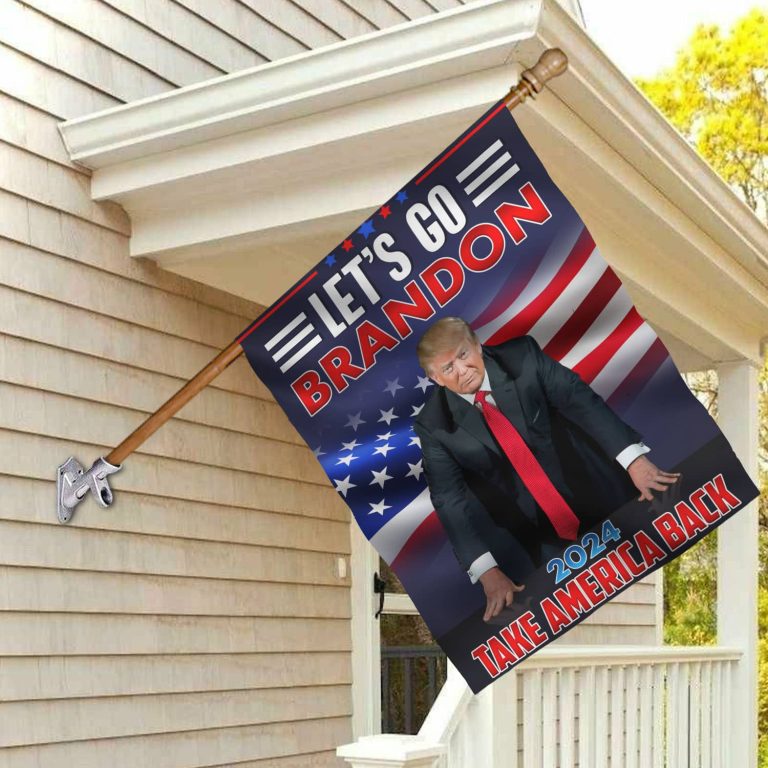 7vt. Let's Go Brandon Take America Back House Flag Mockup 2