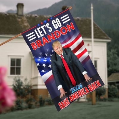 7vt. Let's Go Brandon Take America Back House Flag Mockup 4