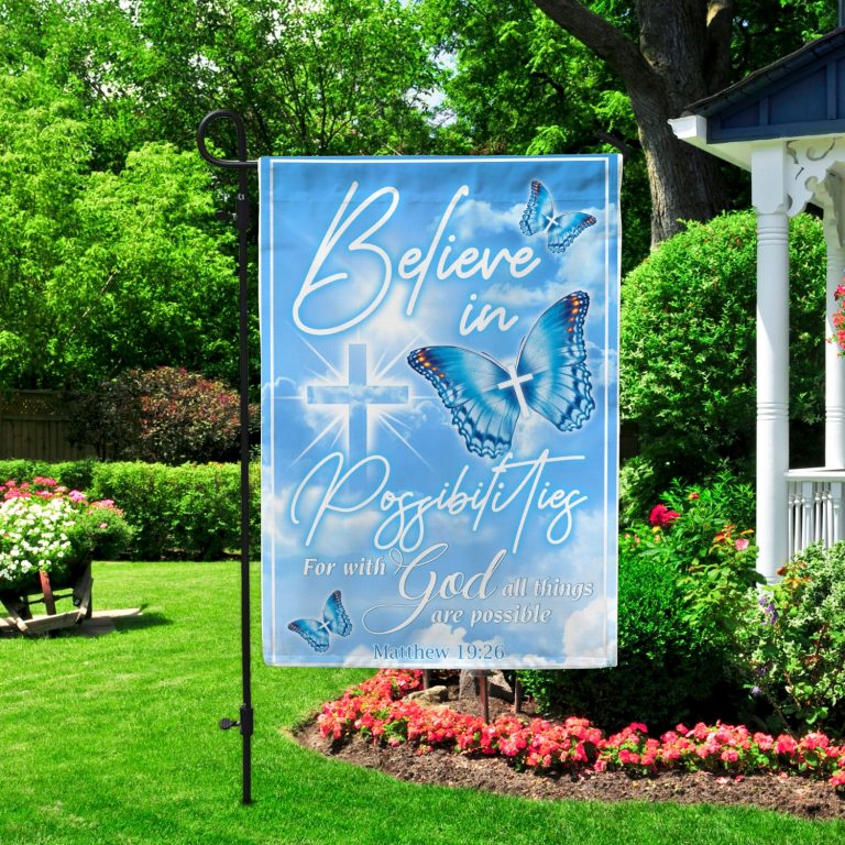 8. Believe In Possibilities Garden Flag Mockup 2