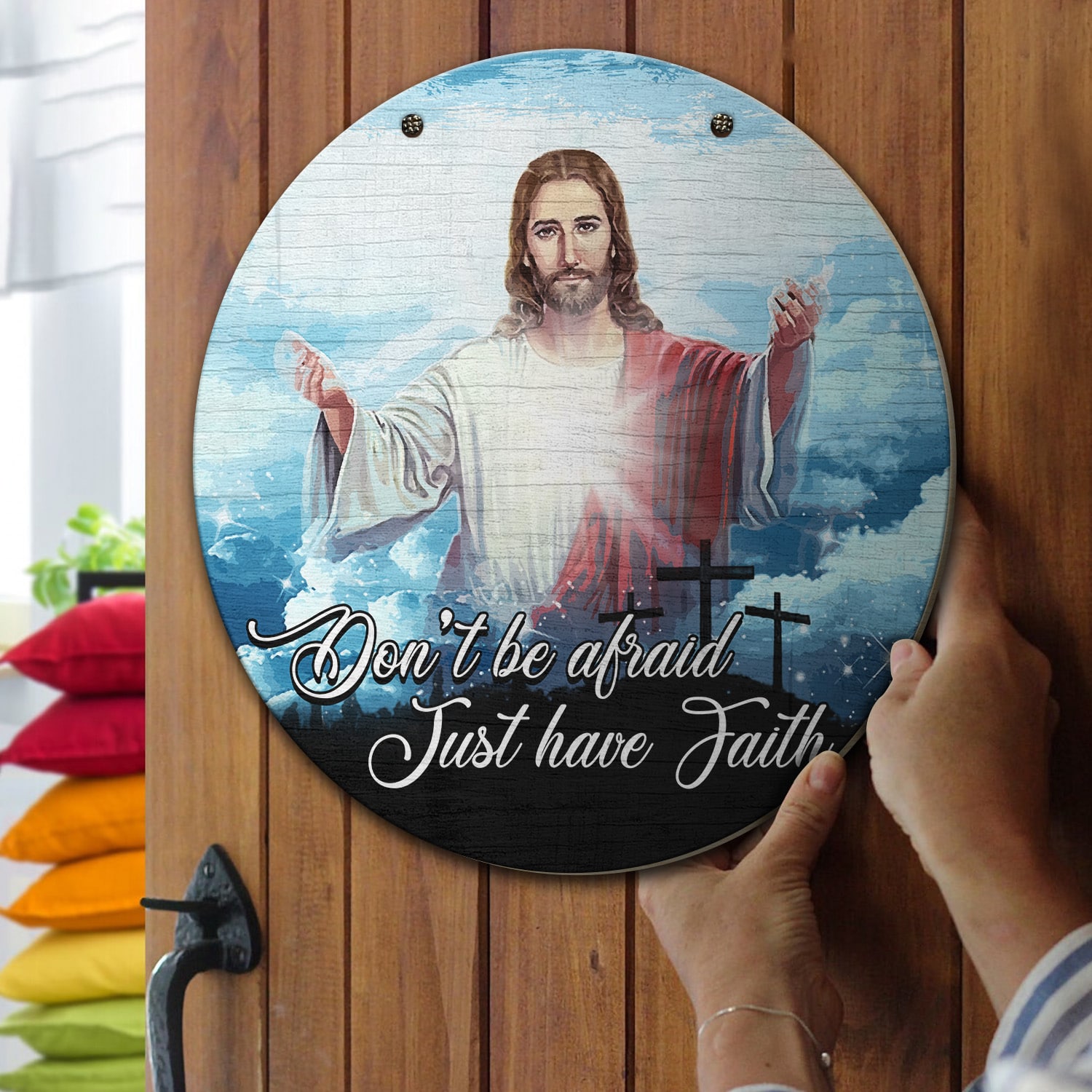 3o. Don't Be Afraid Door Sign Mockup 13 3o. Don't Be Afraid Door Sign Mockup 13