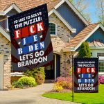 5vt. Solve The Puzzle Let's Go Brandon Flag Garden & House Mockup 3