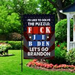 5vt. Solve The Puzzle Let's Go Brandon Flag Garden Flag Mockup 2