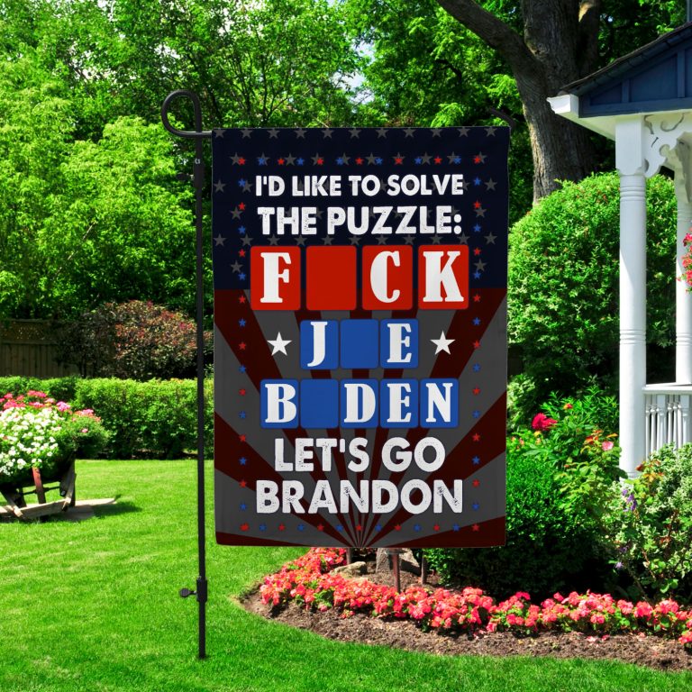 5vt. Solve The Puzzle Let's Go Brandon Flag Garden Flag Mockup 2