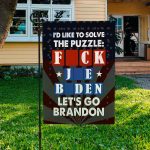 5vt. Solve The Puzzle Let's Go Brandon Flag Garden Flag Mockup 3