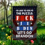 5vt. Solve The Puzzle Let's Go Brandon Flag Garden Flag Mockup 5