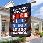5vt. Solve The Puzzle Let's Go Brandon Flag House Flag Mockup 3