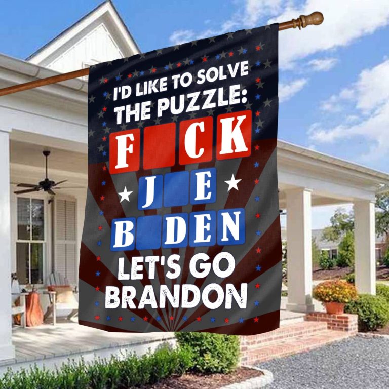 5vt. Solve The Puzzle Let's Go Brandon Flag House Flag Mockup 3