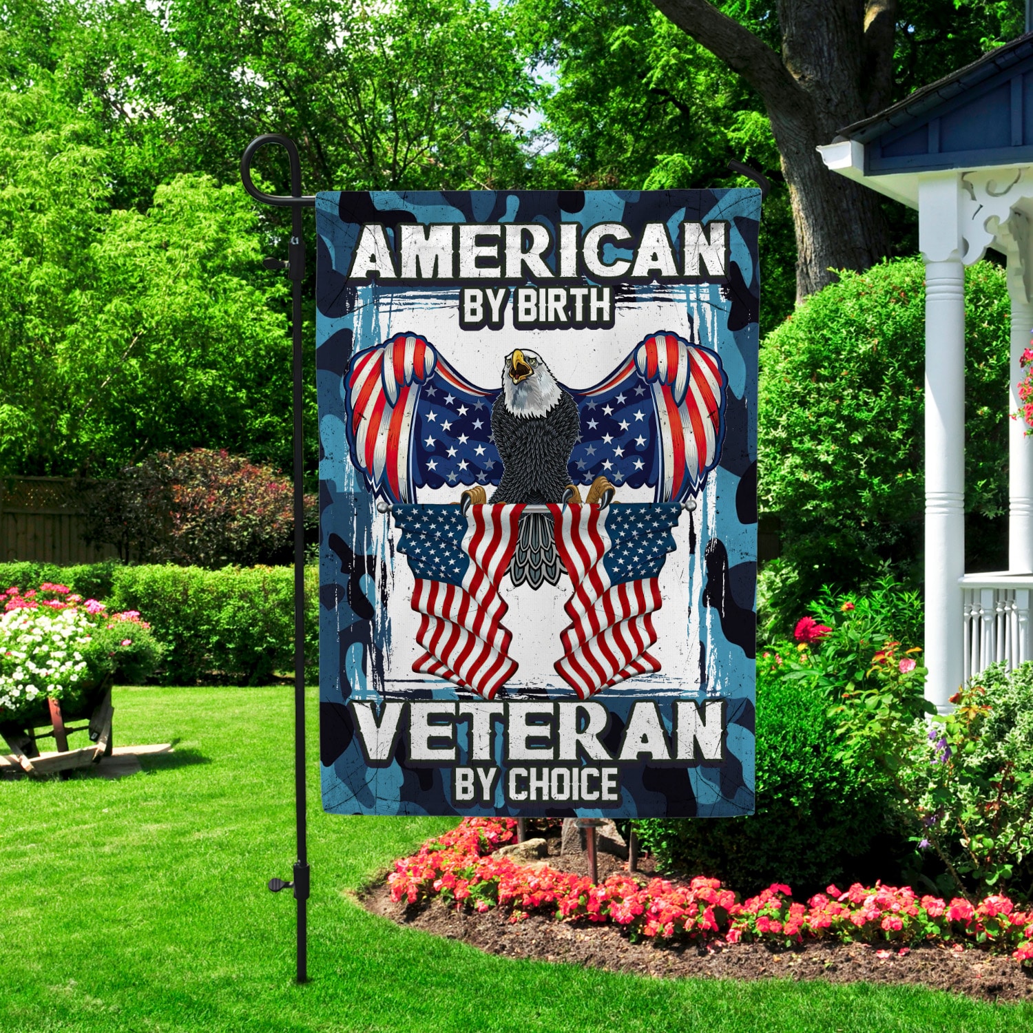 6kt. American By Birth Veteran 30x40 Garden Flag Mockup 2