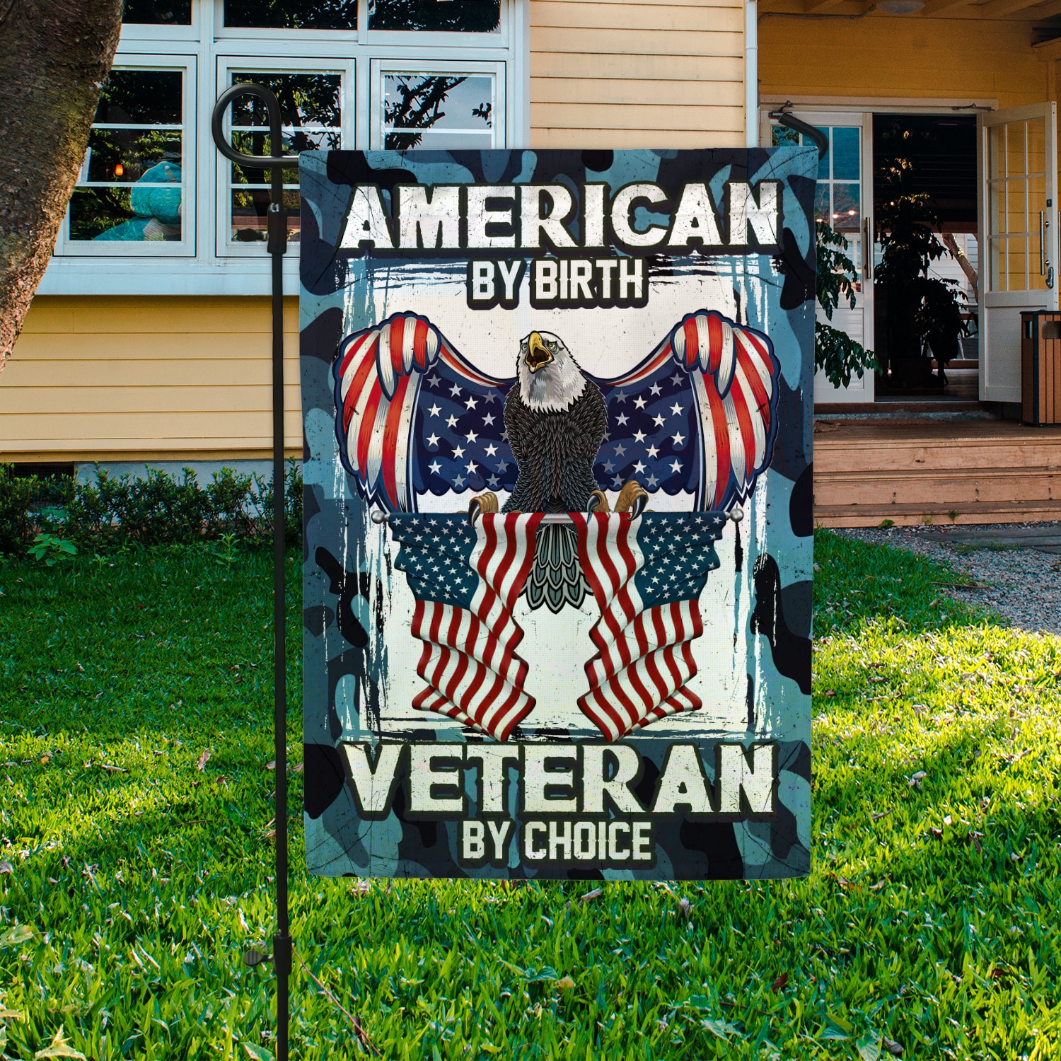 6kt. American By Birth Veteran 30x40 Garden Flag Mockup 3