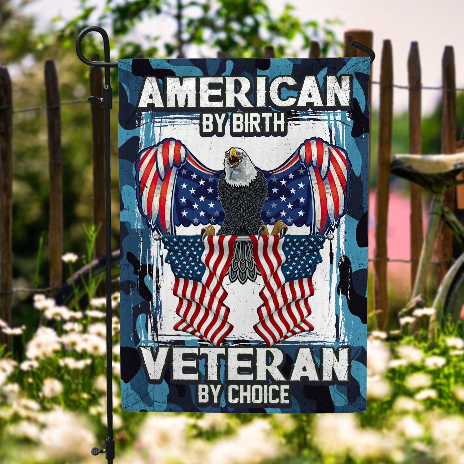 6kt. American By Birth Veteran 30x40 Garden Flag Mockup 6