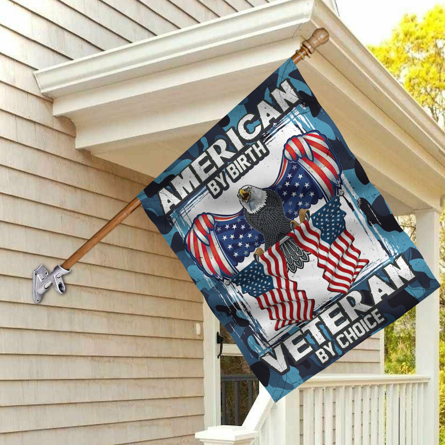 6kt. American By Birth Veteran 30x40 House Flag Mockup 2
