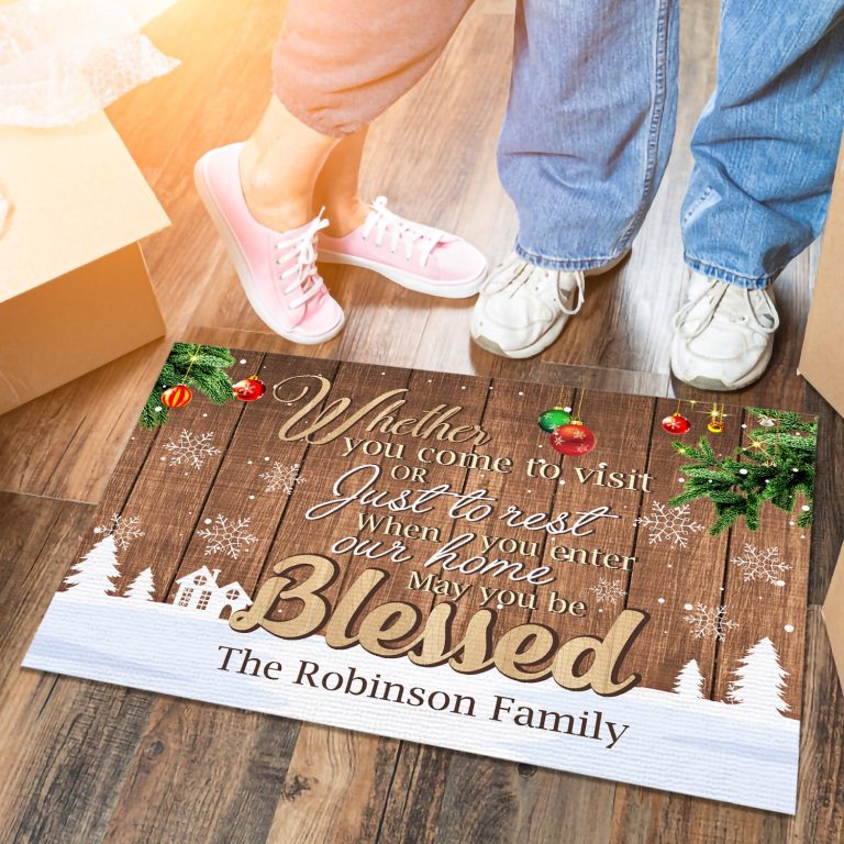 1p. Come To Visit (sample Design) Doormat Mockup 6
