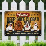 10 Hg. Dog Keep Gate Closed 4 (sample Design) Metal Sign Mockup 6