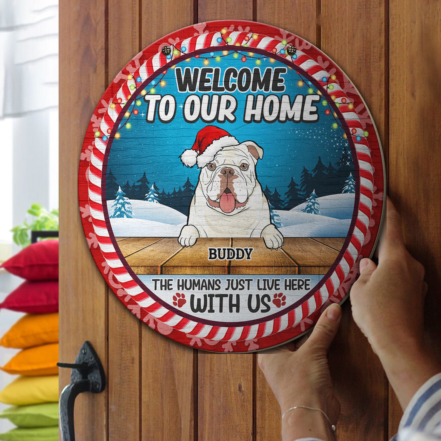 1. Welcome to Our Home (Sample Design 1) Door Sign Mockup 13