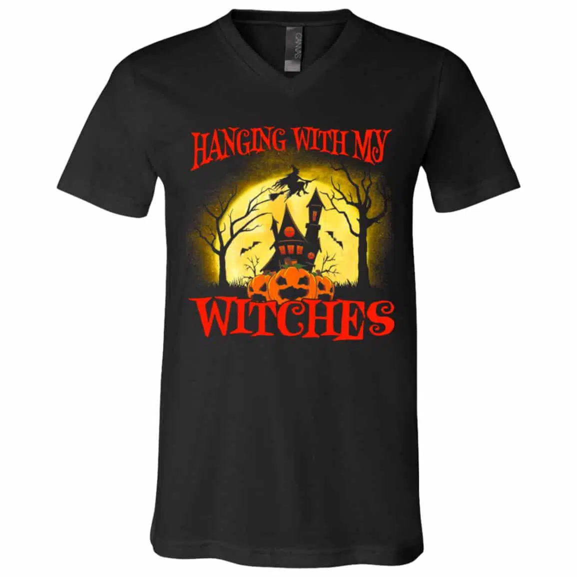 2Th. Hanging With My Witch, Black, V-Neck T-Shirt