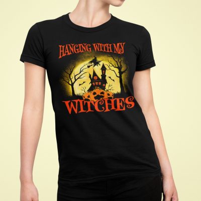Alternative view of Hanging With My Witches Funny Halloween Costume T-Shirt - V-Neck Shirt
