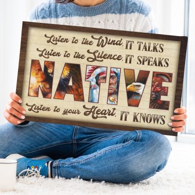 Alternative view of Native American Wall Art Listen to The Wind It Talks Listen to The Silence It Speaks Gallery Wrapped Framed Canvas Print Home Decor