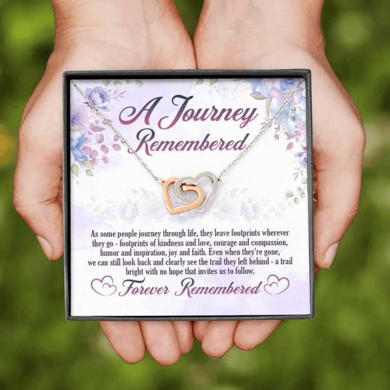 A Journey Remembered As Some People Journey Through Life Husband Memorial Interlocking Hearts Pendant Necklace